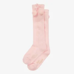 Girls Pink Pom-Pom Cotton Socks