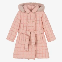 Girls Pink Quilted Coat