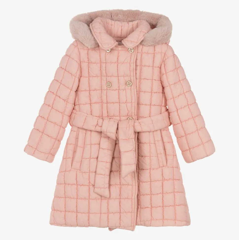 Girls Pink Quilted Coat