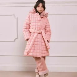 Girls Pink Quilted Coat