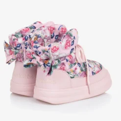 Girls Pink Quilted Flower Boots