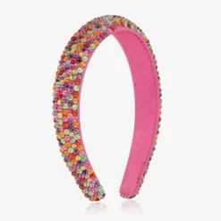 Girls Pink Rainbow Bead Hairband