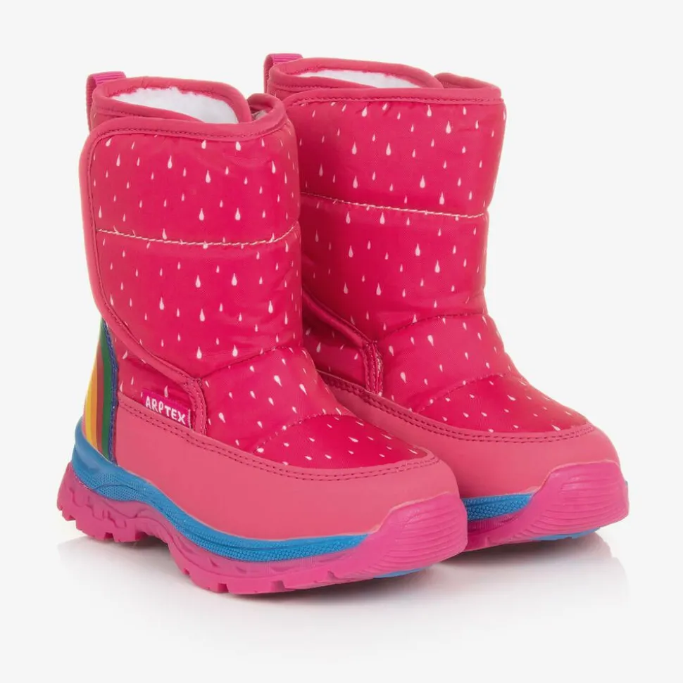 Girls Pink Rainbow Snow Boots