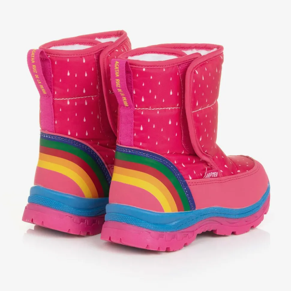 Girls Pink Rainbow Snow Boots