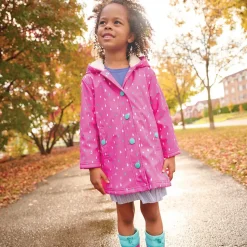 Girls Pink Raindrop Raincoat