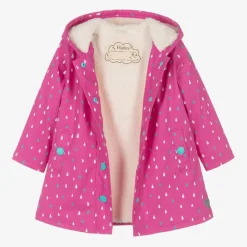 Girls Pink Raindrop Raincoat