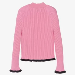 Girls Pink Ribbed Turtleneck Sweater