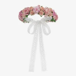 Girls Pink Rose & Lace Garland