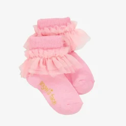 Girls Pink Ruffle Ankle Socks