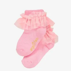 Girls Pink Ruffle Ankle Socks