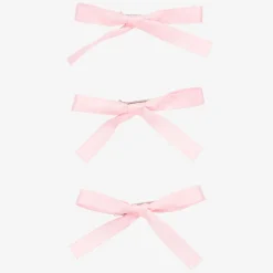 Girls Pink Satin Bow Hair Clips (3 Pack)
