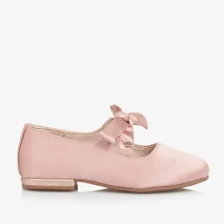 Girls Pink Satin Bow Shoes