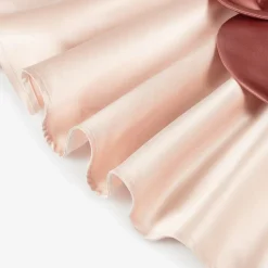 Girls Pink Satin Flower Dress