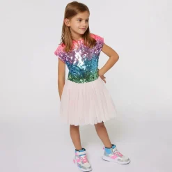 Girls Pink Sequin & Tulle Dress