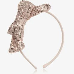 Girls Pink Sequin Bow Hairband