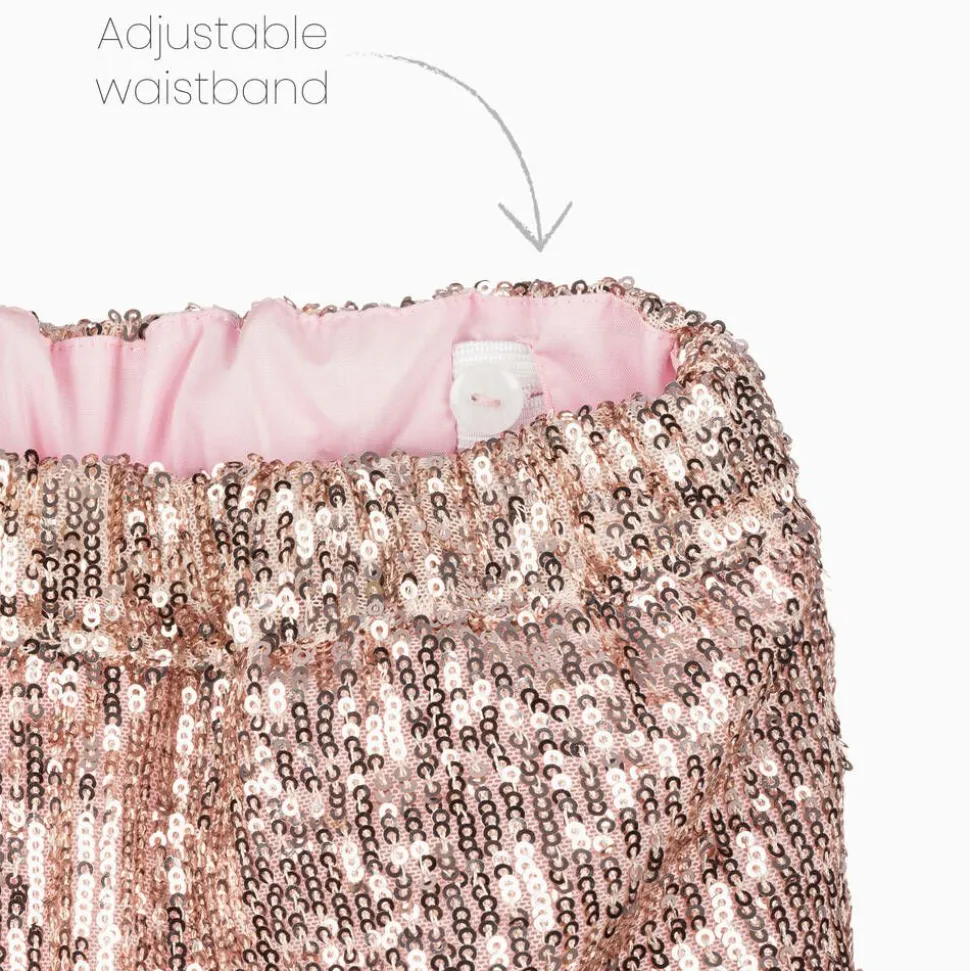 Girls Pink Sequin Skirt Set