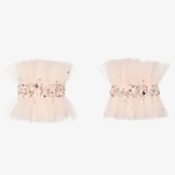 Girls Pink Sequin Tulle Cuffs