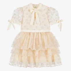 Girls Pink Sequinned Satin & Tulle Dress