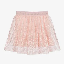 Girls Pink Sequinned Tulle Skirt