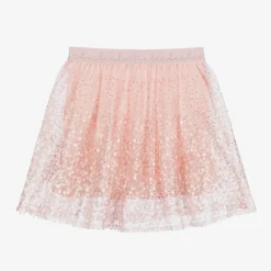 Girls Pink Sequinned Tulle Skirt