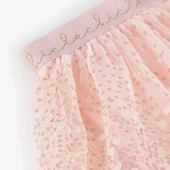 Girls Pink Sequinned Tulle Skirt