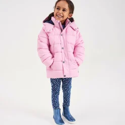 Girls Pink Showerproof Puffer Coat