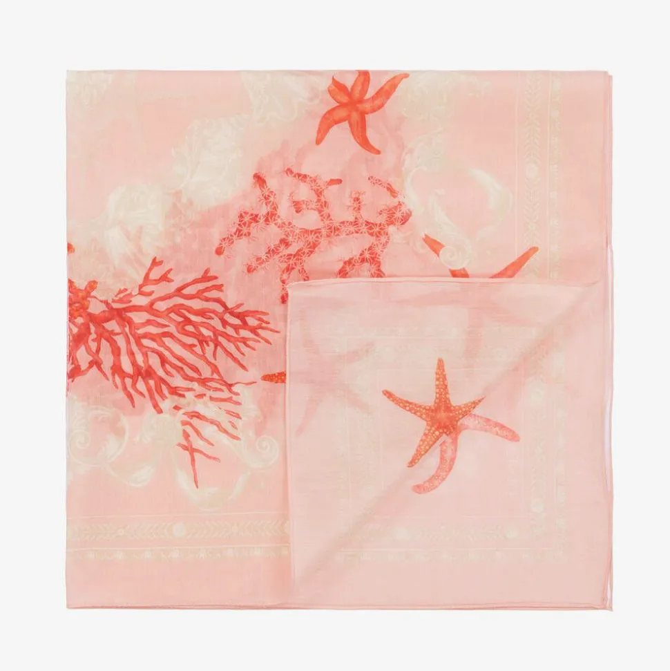 Girls Pink Silk Barocco Sea Kids Foulard