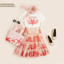 Girls Pink Silk Barocco Sea Kids Foulard