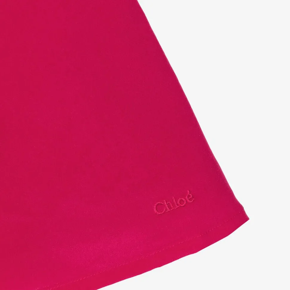 Girls Pink Silk Guipure Lace Dress