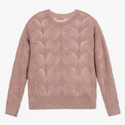 Girls Pink Sparkle Knit Sweater