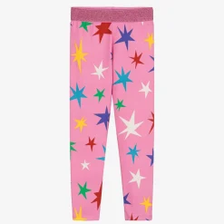 Girls Pink Star Print Leggings