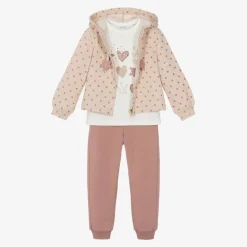 Girls Pink Star Print Tracksuit Set