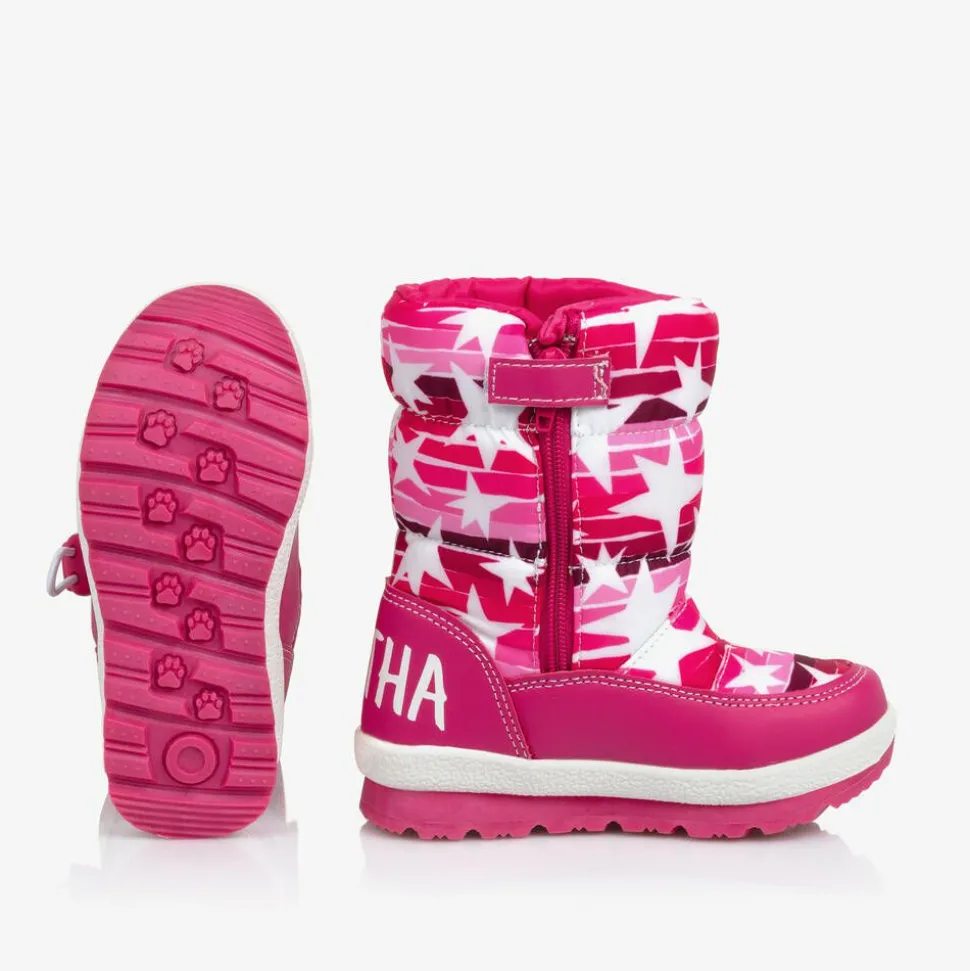 Girls Pink Star Snow Boots