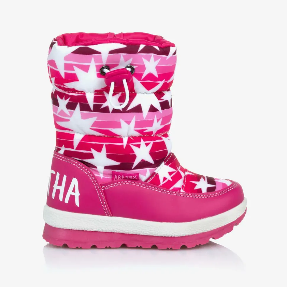 Girls Pink Star Snow Boots