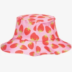 Girls Pink Strawberry Bucket Hat (UPF 50+)