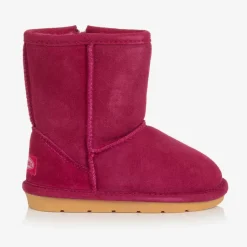 Girls Pink Suede Leather Boots