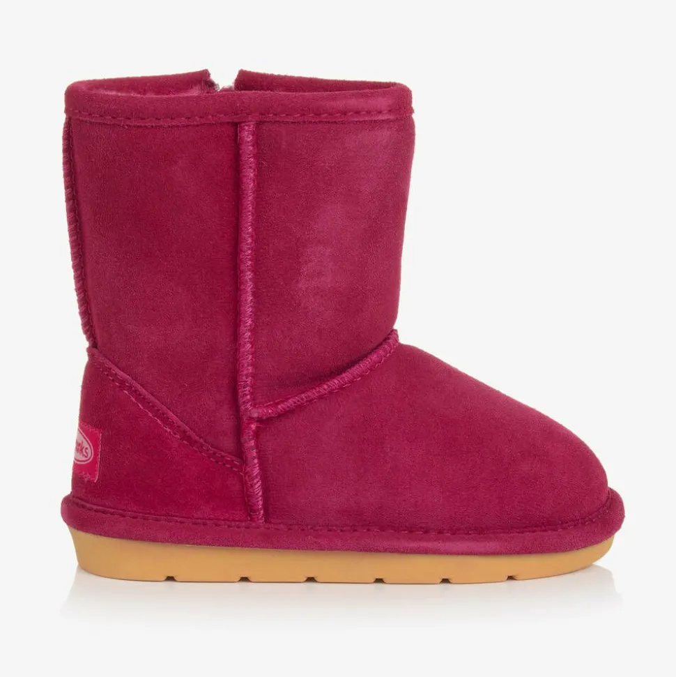 Girls Pink Suede Leather Boots