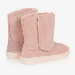 Girls Pink Suede Leather Boots