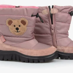 Girls Pink Teddy Bear Snow Boots
