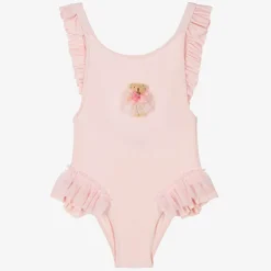 Girls Pink Teddy Bear Swimsuit