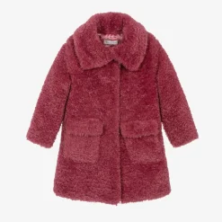 Girls Pink Teddy Fleece Coat