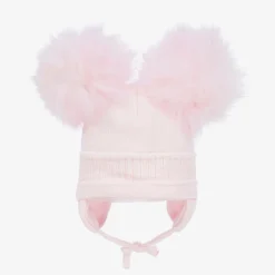 Girls Pink Tindra Double Pom-Pom Hat