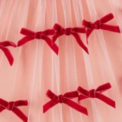 Girls Pink Tulle & Velvet Bow Dress