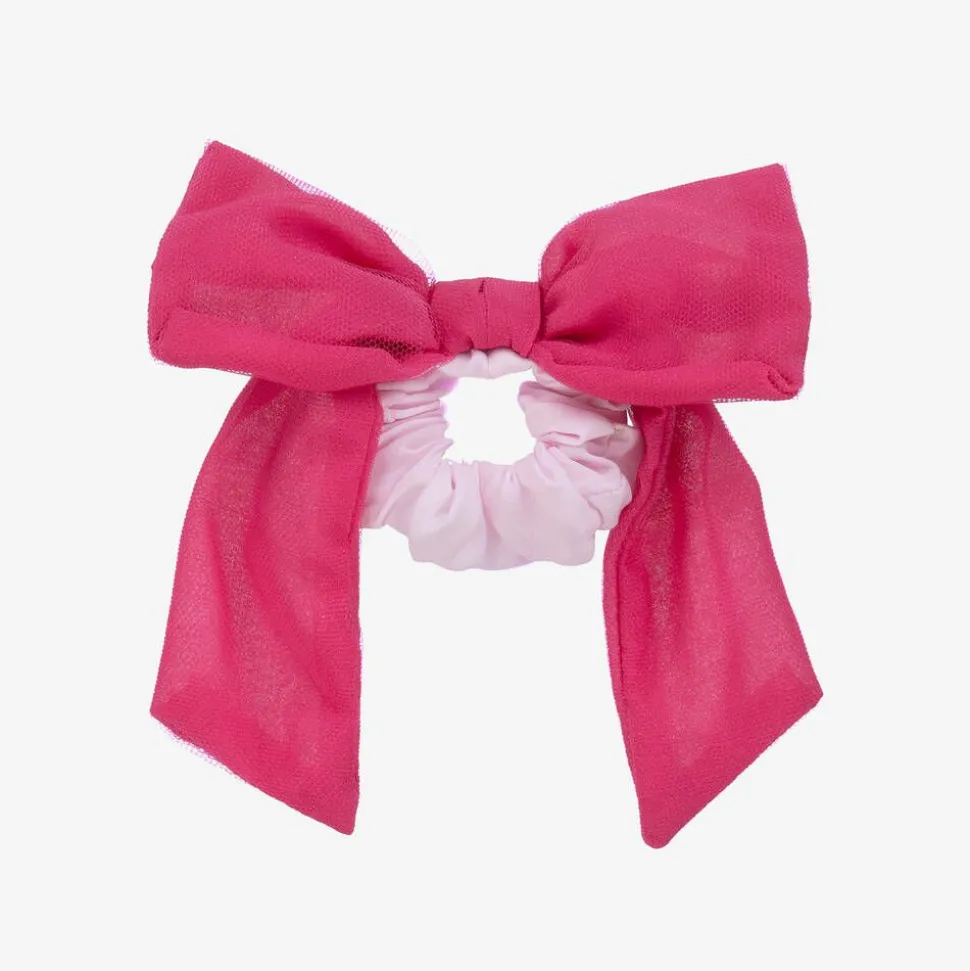 Girls Pink Tulle Bow Hair Scrunchie (14cm)