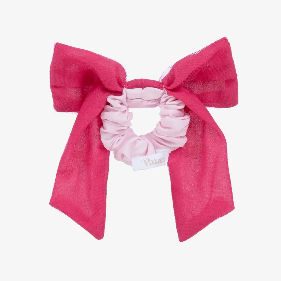 Girls Pink Tulle Bow Hair Scrunchie (14cm)