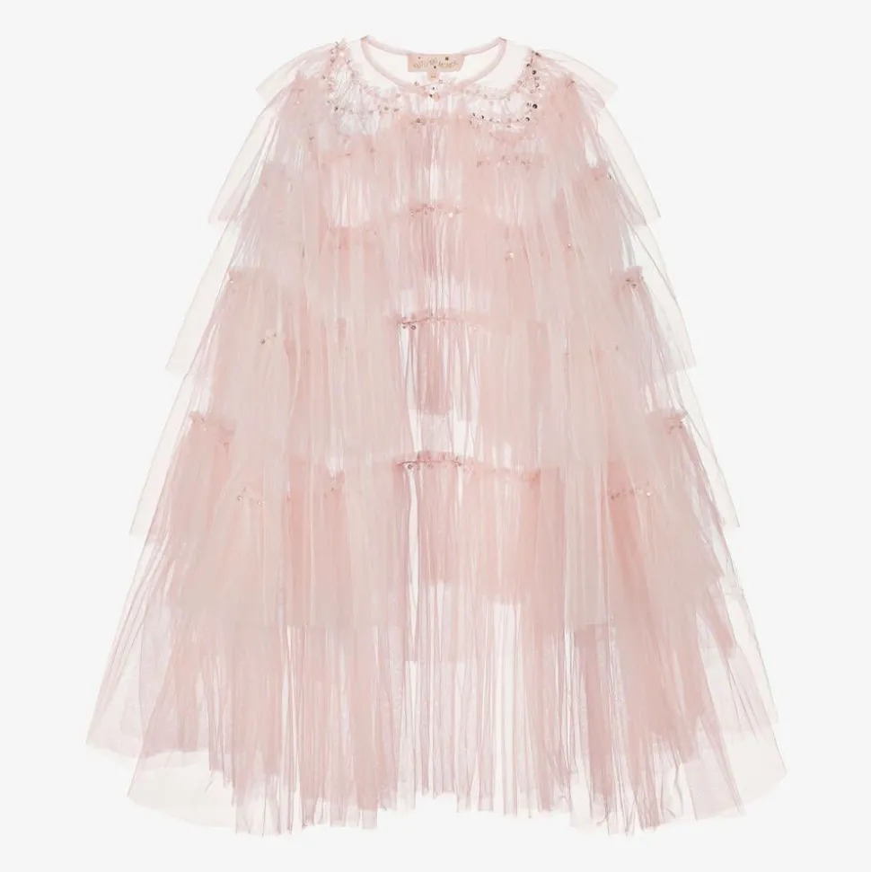 Girls Pink Tulle Cape