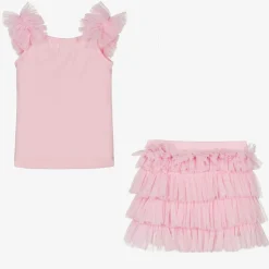 Girls Pink Tulle Skirt Set