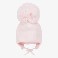 Girls Pink Tuva Giant Pom-Pom Hat