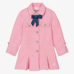 Girls Pink Tweed & Diamanté Dress