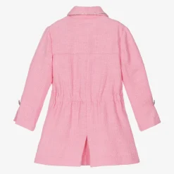 Girls Pink Tweed & Diamanté Dress